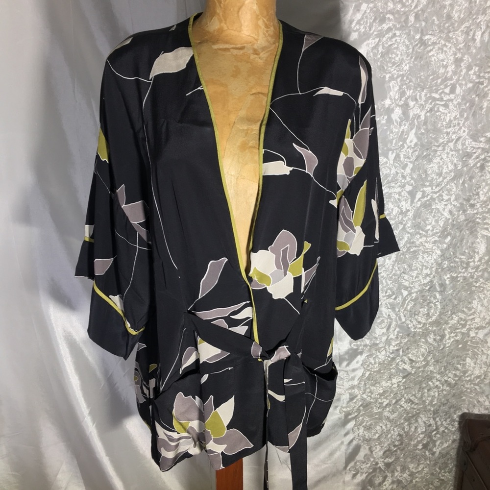Vintage Halston Heritage Silk Floral Black Top-M/L